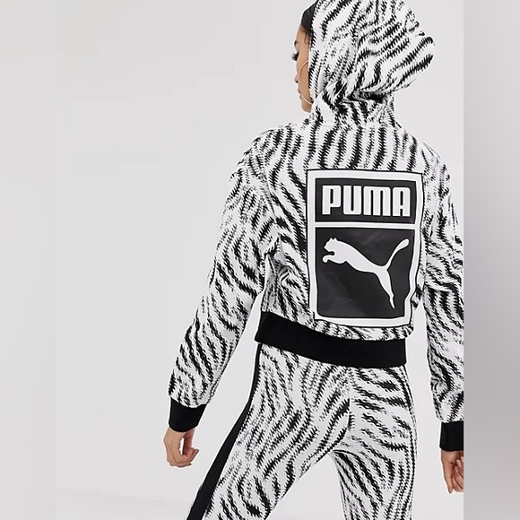 Puma Zebra Print Cropped Hoodie - Picture 2 of 3